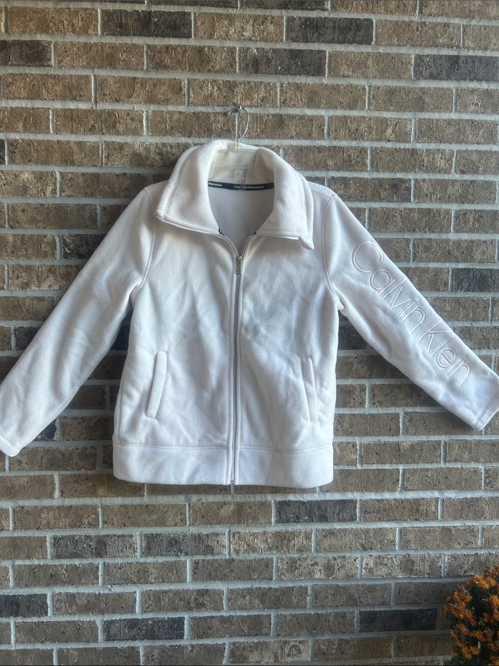 Calvin Klein White Full-Zip Fleece Jacket